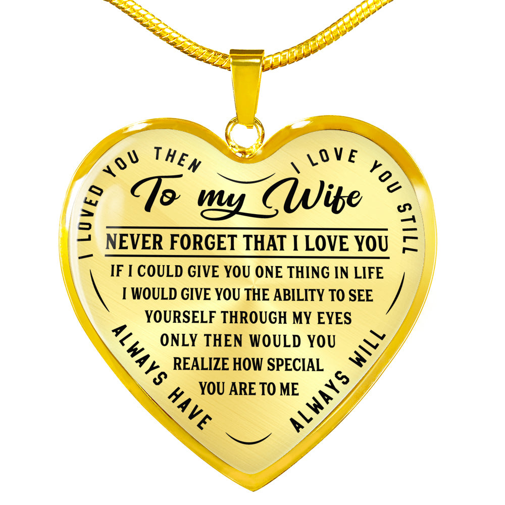 litzzy To My Wife - Never Forget That I Love You - Heart Luxury Necklace - Necklace Gift For Her, Wife, Girlfriend, Anniversary, Wedding, Valentine, Birthday with Message Card Jewelry   