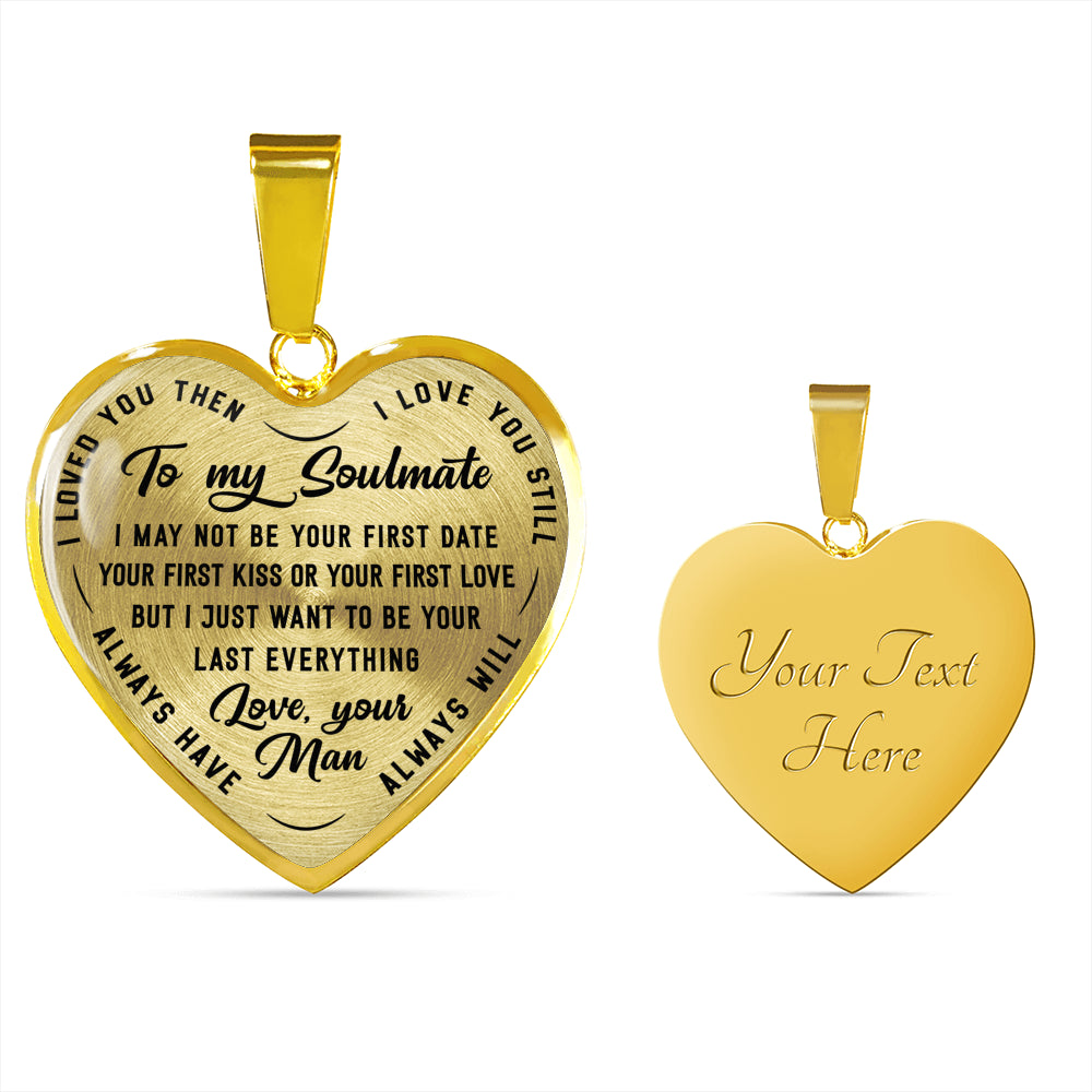 litzzy To My Soulmate - Last Everything - Heart Luxury Necklace - Necklace Gift For Her, Wife, Girlfriend, Anniversary, Wedding, Valentine, Birthday with Message Card Jewelry Luxury Necklace (Gold) Yes 