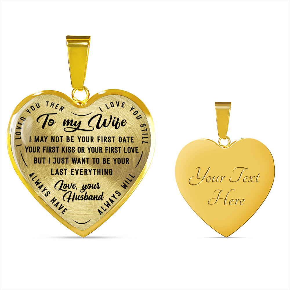 litzzy To My Wife - Last Everything - Luxury Heart Necklace - Necklace Gift For Her, Wife, Girlfriend, Anniversary, Wedding, Valentine, Birthday with Message Card Jewelry Luxury Necklace (Gold) Yes 