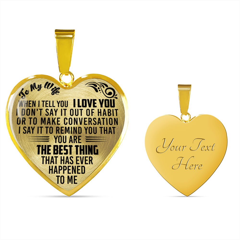litzzy To My Wife Necklace When I tell I Love You - Necklace Gift For Her, Wife, Girlfriend, Anniversary, Wedding, Valentine, Birthday with Message Card Jewelry Luxury Necklace (Gold) Yes 