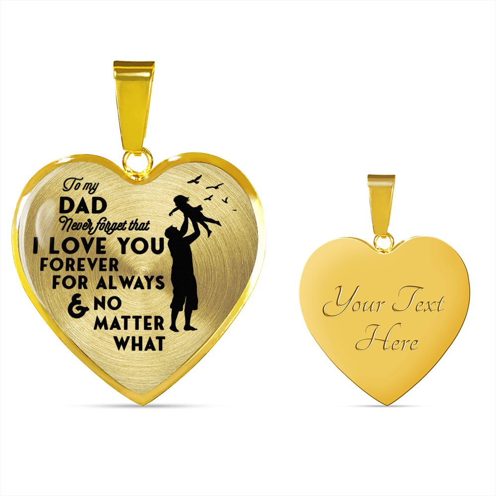 litzzy To My Dad Never Forget That I Love You Dad & Daughter Gifts Jewelry Luxury Necklace (Gold) Yes 