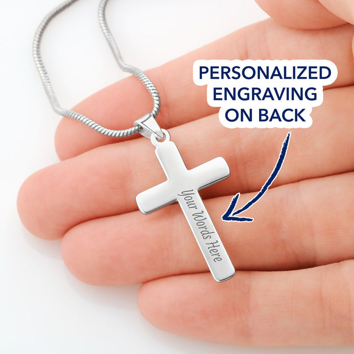 litzzy To My Man - The Day I Met You - Personalized Cross Necklace - To My Husband, Gift For Husband Jewelry   