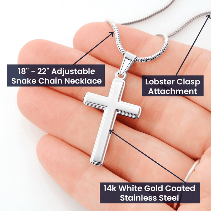litzzy To My Man - The Day I Met You - Personalized Cross Necklace - To My Husband, Gift For Husband Jewelry   