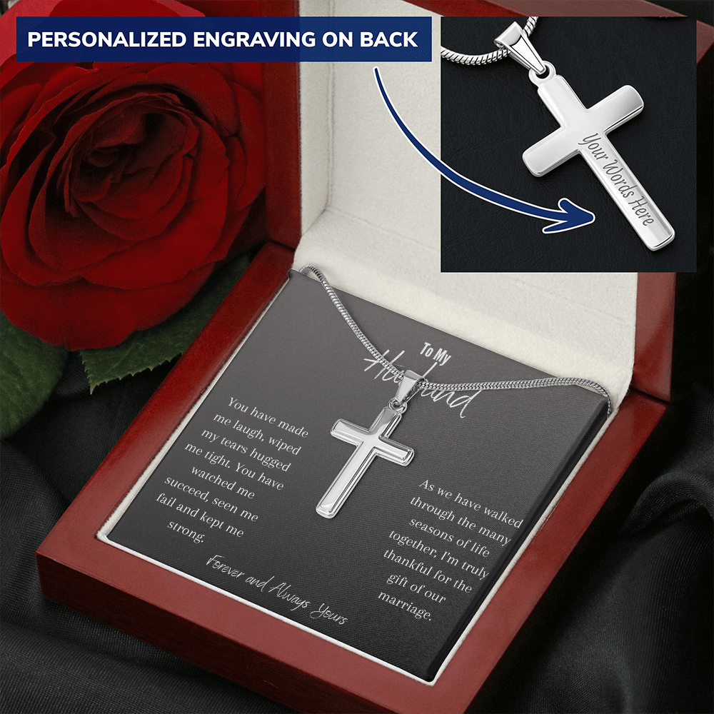 litzzy Gift for Husband - Cross Necklace for Husband - Anniversary Gift for Husband - Husband Birthday Gift - Christmas Gift - Gift for Him Jewelry   