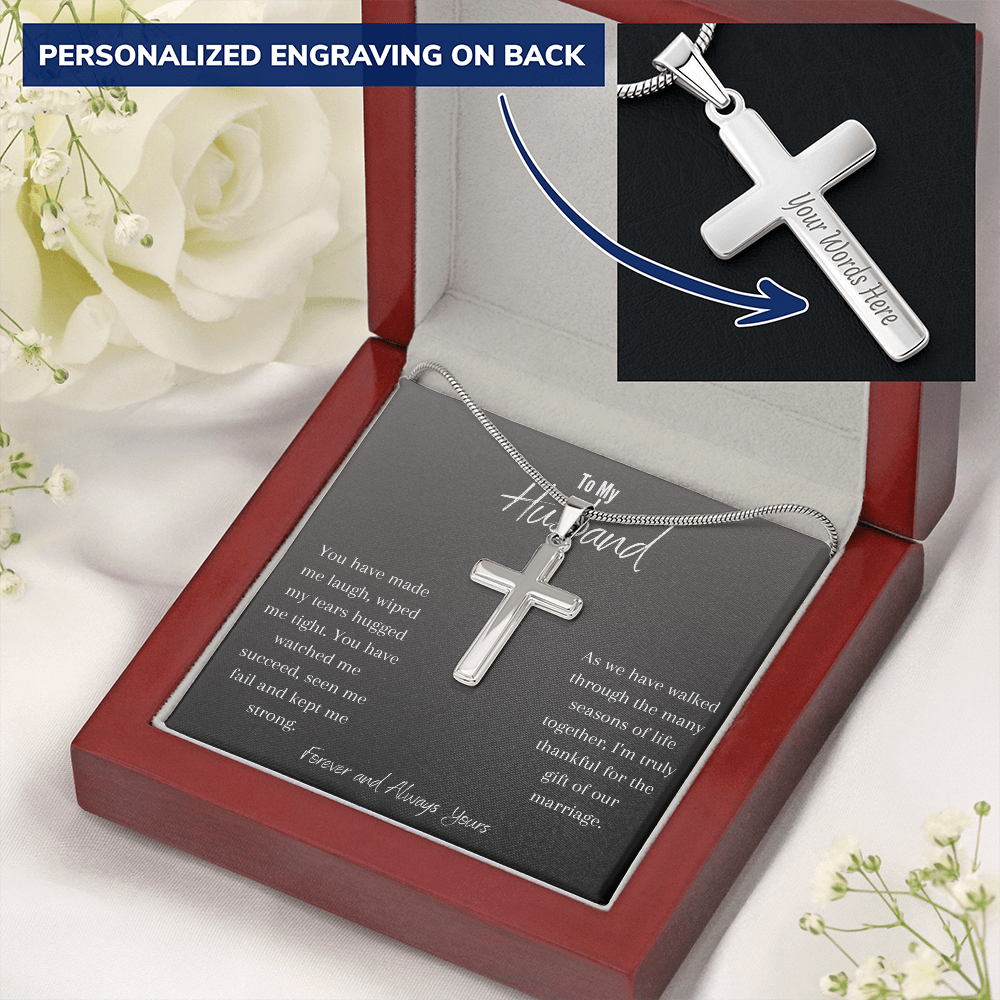 litzzy Gift for Husband - Cross Necklace for Husband - Anniversary Gift for Husband - Husband Birthday Gift - Christmas Gift - Gift for Him Jewelry   