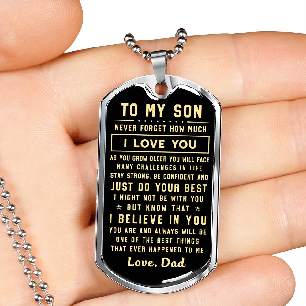 litzzy To my Son - Never forget how much I Love You Love Dad Dog tag To My Son Gift Jewelry   