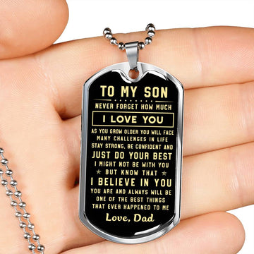 litzzy To my Son - Never forget how much I Love You Love Dad Dog tag To My Son Gift Jewelry   