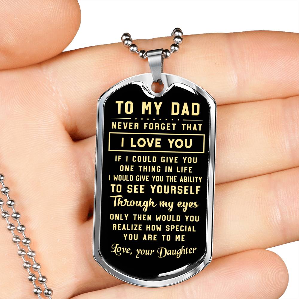 litzzy To My Dad  - Never Forget That I Love You Dog tag Jewelry   