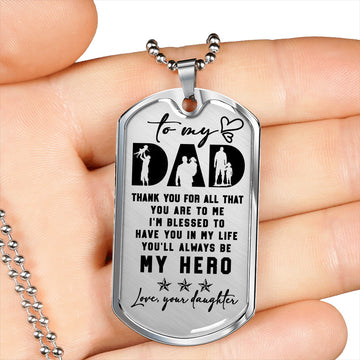 litzzy To my Dad Father's Day Gift from Daughter Jewelry Military Chain (Silver) No 