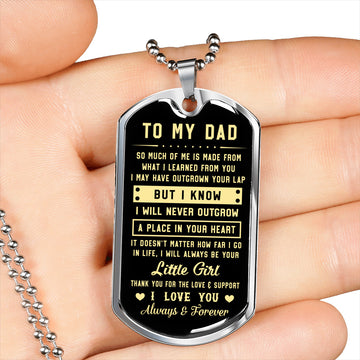litzzy To my dad I will always be your little girl Daughter to Dad Gifts Jewelry Military Chain (Silver) No 