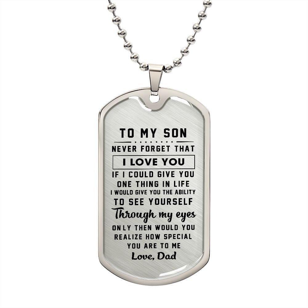 litzzy To my Son - Never Forget That I Love You Love Dad Dog tag Jewelry Military Chain (Silver) No 
