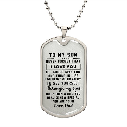 litzzy To my Son - Never Forget That I Love You Love Dad Dog tag Jewelry Military Chain (Silver) No 