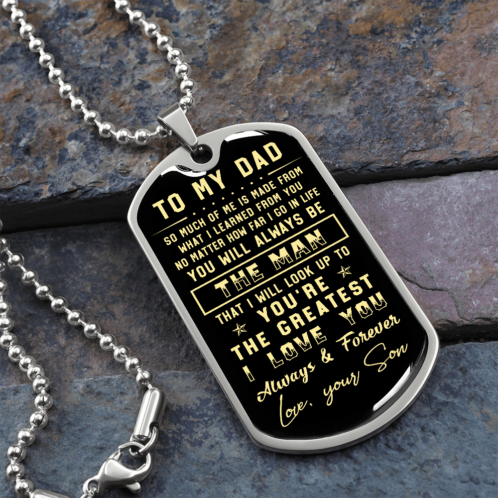 litzzy To my Dad - Parents’ Day Father's Day Gift from Son Jewelry Military Chain (Silver) No 