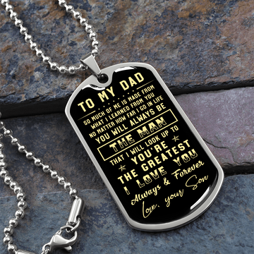 litzzy To my Dad - Parents’ Day Father's Day Gift from Son Jewelry Military Chain (Silver) No 