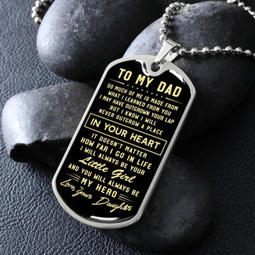 litzzy To My Dad - I Will Always Be Your Little Girl - Father's Day Gift from Daughter Jewelry Military Chain (Silver) No 