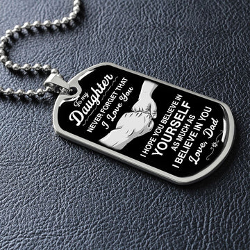 litzzy To My Daughter - Never Forget That I Love You - Dog Tag - Military Ball Chain jewelry   