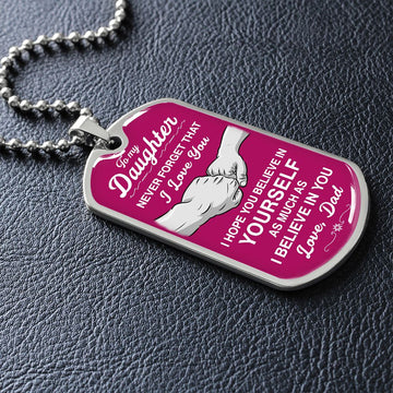 litzzy To My Daughter - Never Forget That I Love You - Dog Tag - Military Ball Chain jewelry   