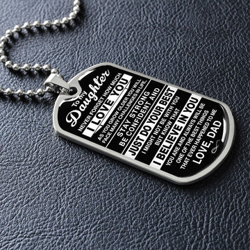 litzzy To My Daughter - Never Forget How Much I love You - Dog Tag - Military Ball Chain jewelry   