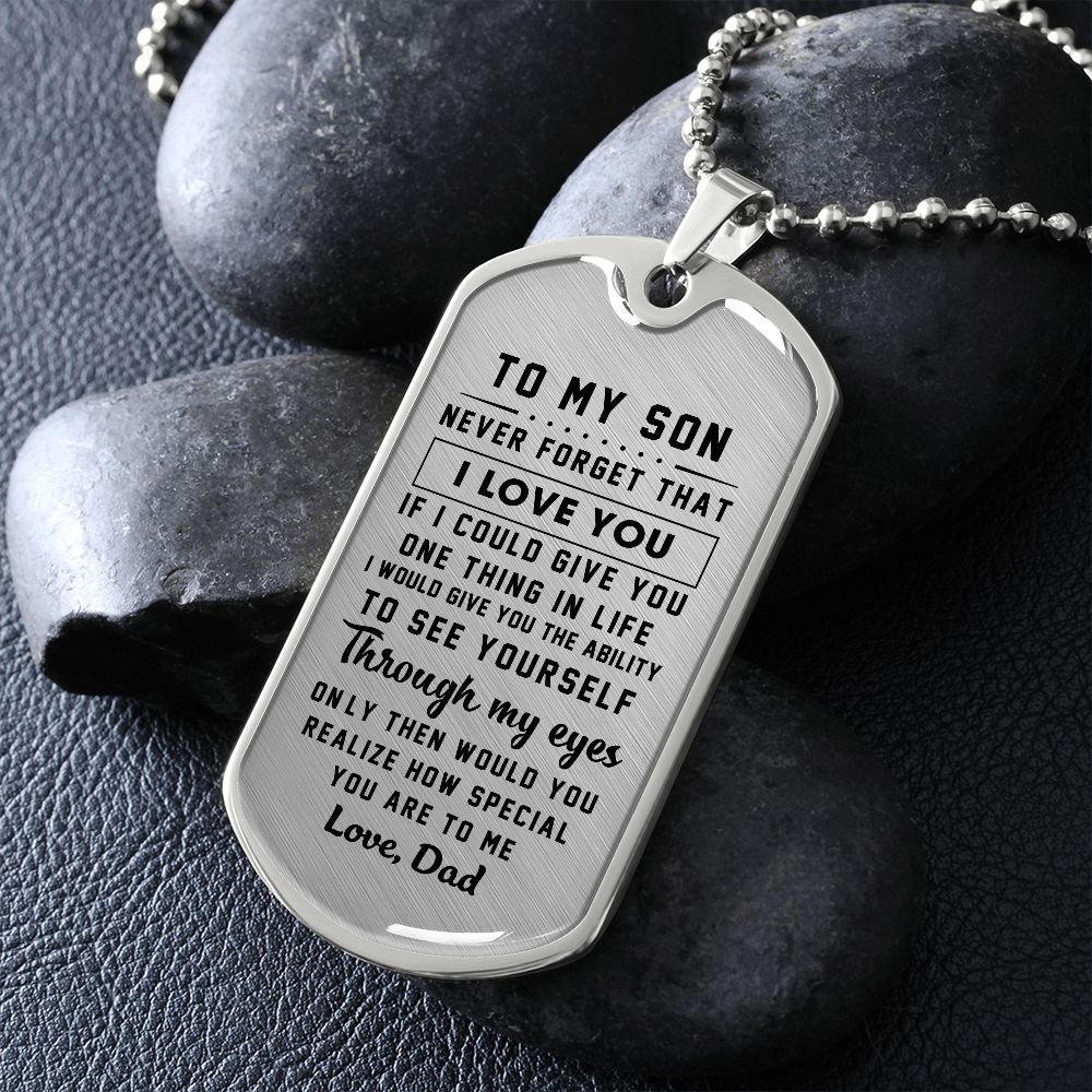 litzzy To my Son - Never Forget That I Love You Love Dad Dog tag Jewelry   