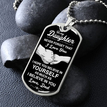 litzzy To My Daughter - Never Forget That I Love You - Dog Tag - Military Ball Chain jewelry Stainless Steel  