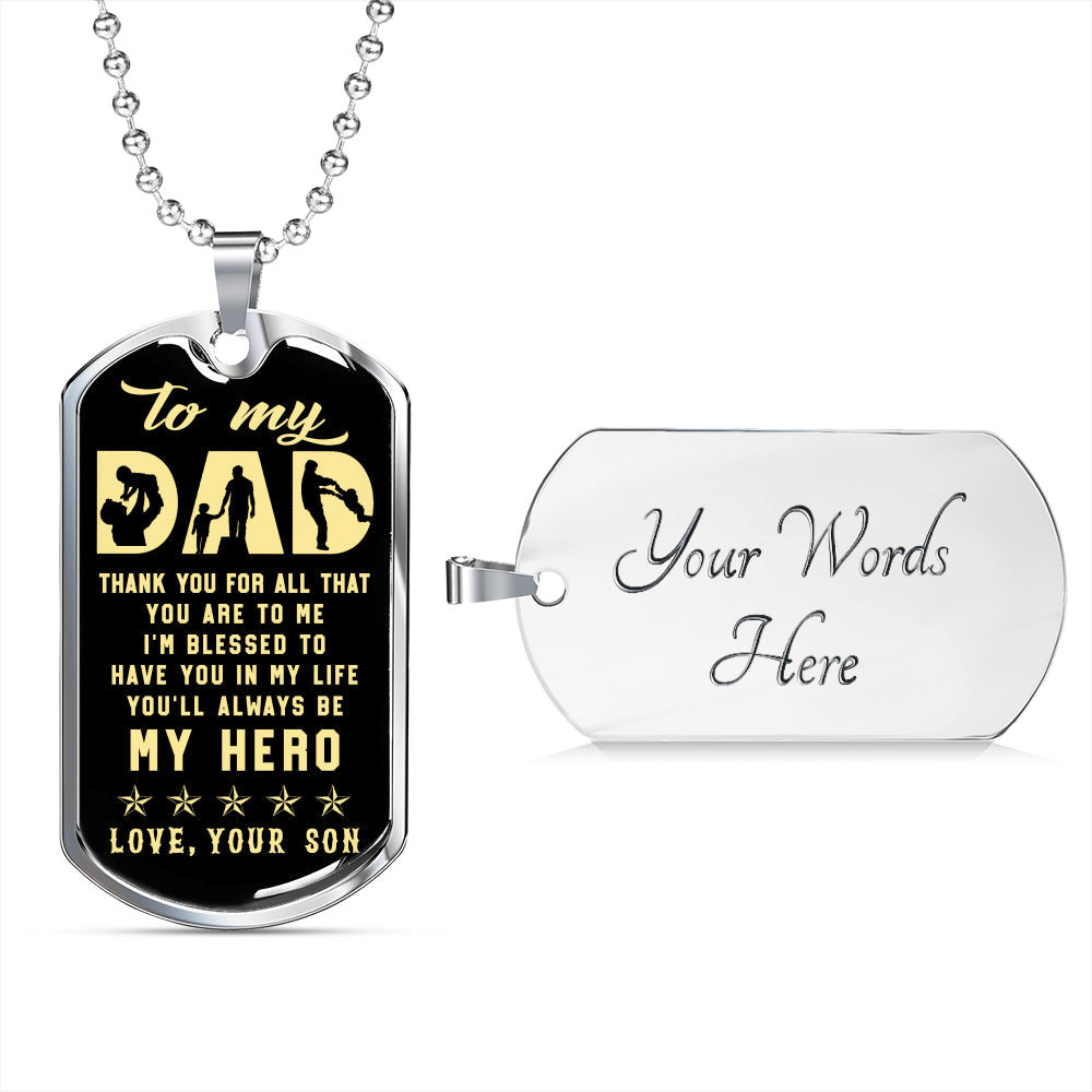 litzzy To my Dad Father's Day Gift from Son Jewelry Military Chain (Silver) Yes 