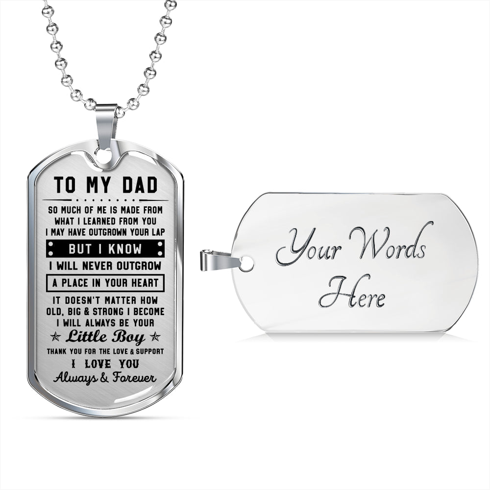litzzy To my Dad - Thank you for the love & support Son to Dad Gift Jewelry Military Chain (Silver) Yes 