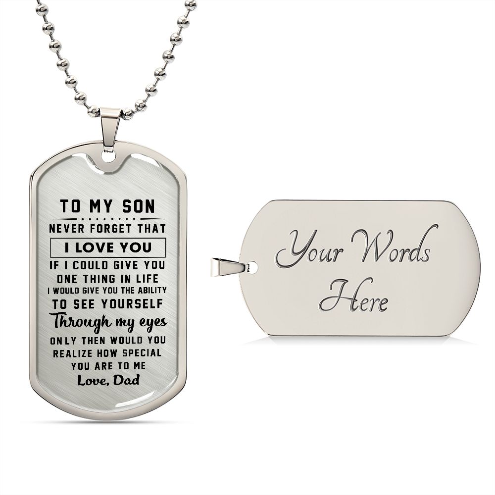 litzzy To my Son - Never Forget That I Love You Love Dad Dog tag Jewelry Military Chain (Silver) Yes 