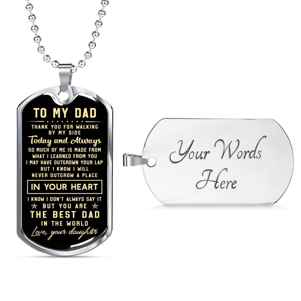 litzzy To my Dad Thank you for walking by my side 2 Dog tag Jewelry Military Chain (Silver) Yes 