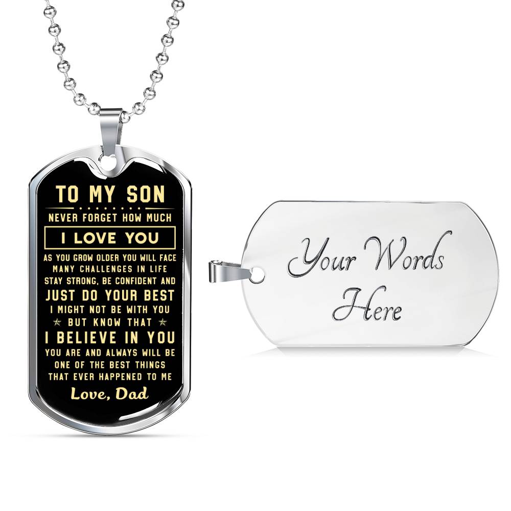 litzzy To my Son - Never forget how much I Love You Love Dad Dog tag To My Son Gift Jewelry Military Chain (Silver) Yes 