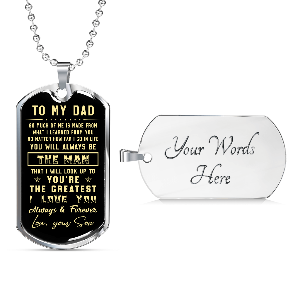 litzzy To my Dad - Parents’ Day Father's Day Gift from Son Jewelry Military Chain (Silver) Yes 