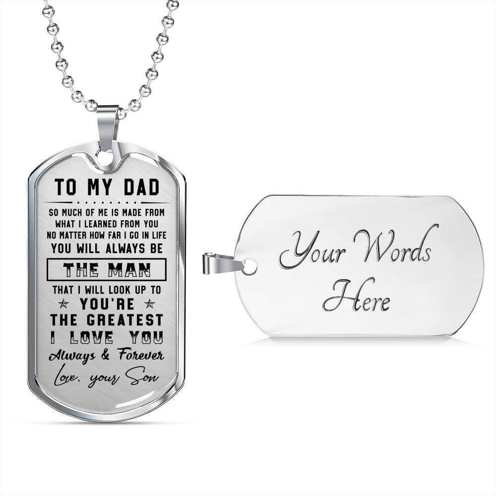 litzzy To my Dad - I love you always & forever Father's Day Gift from Son Jewelry Military Chain (Silver) Yes 