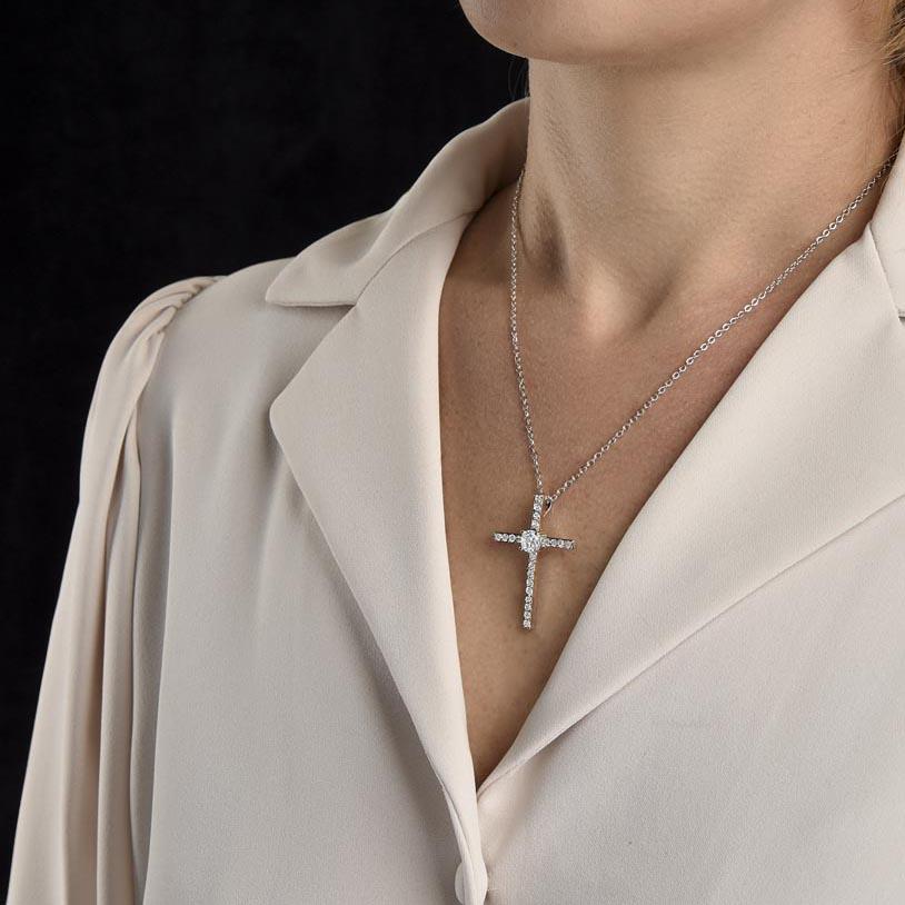 litzzy To my Mom - My First Teacher - CZ Cross Necklace Jewelry   