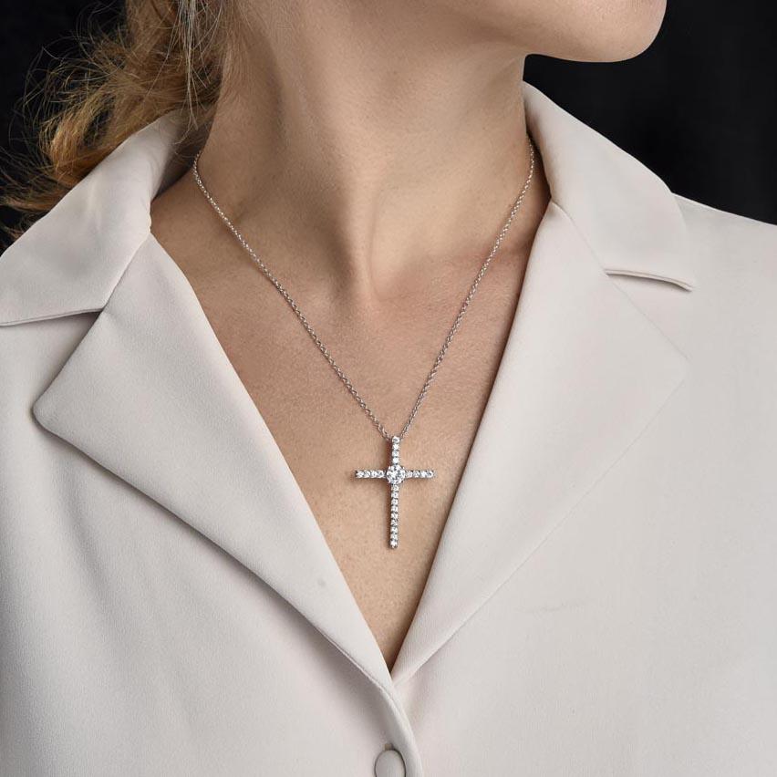 litzzy To my Mom - My First Teacher - CZ Cross Necklace Jewelry   