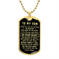 litzzy Customized To My Son Military Necklace- I Will Always Love You - Gift for Son From Dad Military Ball Chain Jewelry Military Chain (Gold) No 