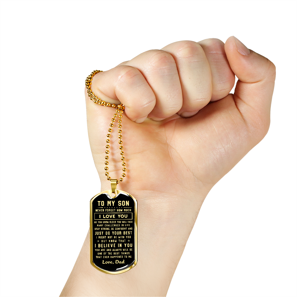 litzzy To my Son - Never forget how much I Love You Love Dad Dog tag To My Son Gift Jewelry   