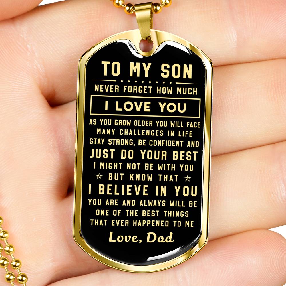 litzzy To my Son - Never forget how much I Love You Love Dad Dog tag To My Son Gift Jewelry   