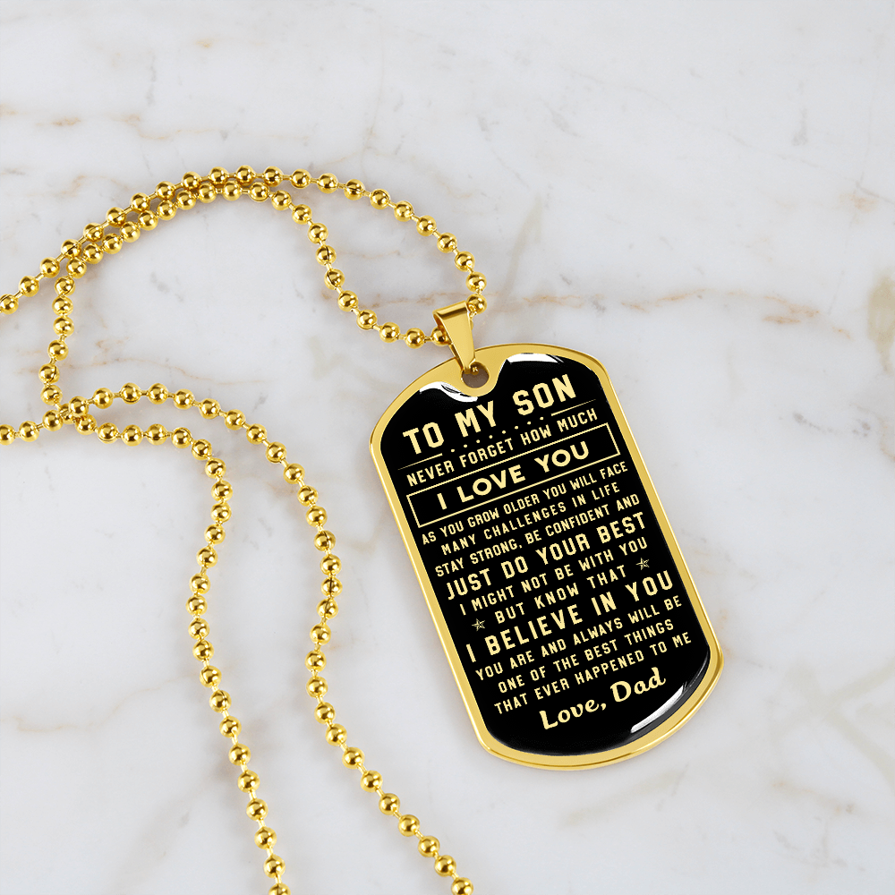 litzzy To my Son - Never forget how much I Love You Love Dad Dog tag To My Son Gift Jewelry   