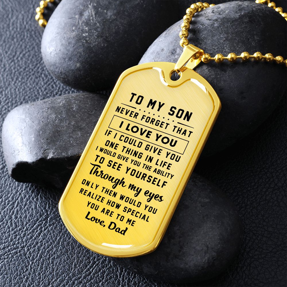 litzzy To my Son - Never Forget That I Love You Love Dad Dog tag Jewelry   