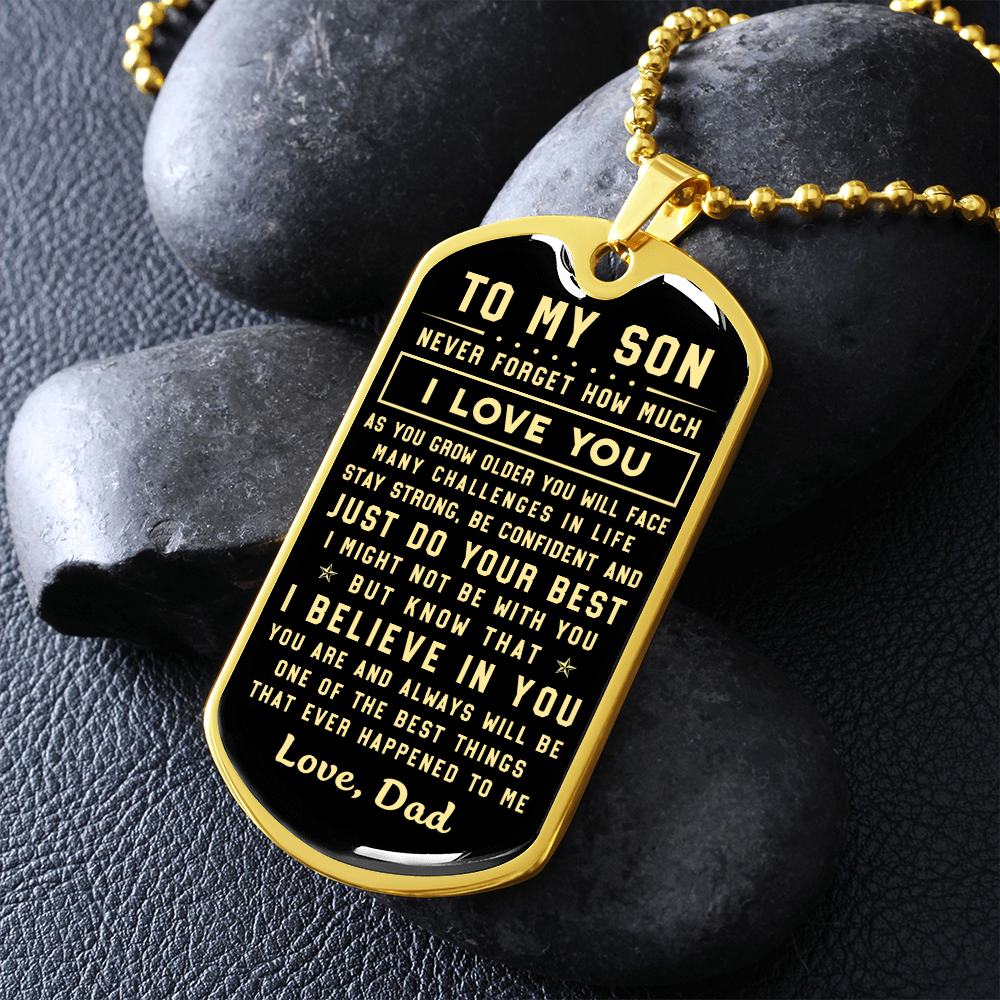 litzzy To my Son - Never forget how much I Love You Love Dad Dog tag To My Son Gift Jewelry   