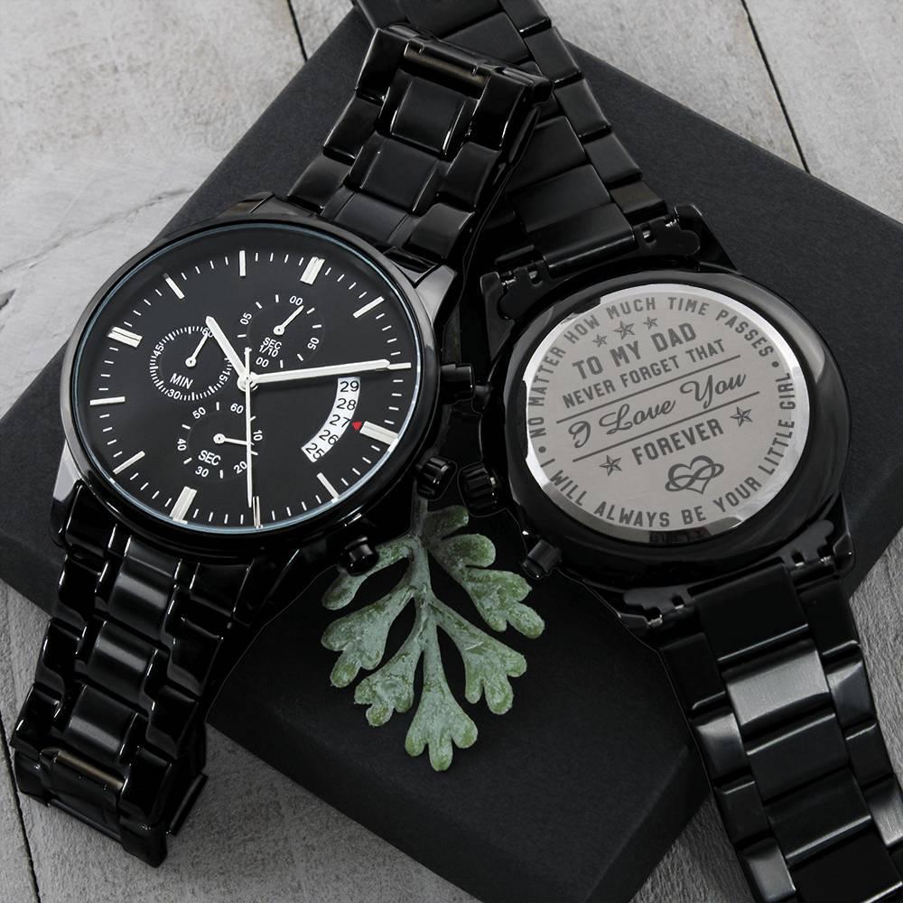 litzzy To My Dad - I Will Always Be Your Little Girl - Black Chronograph Watch Jewelry   