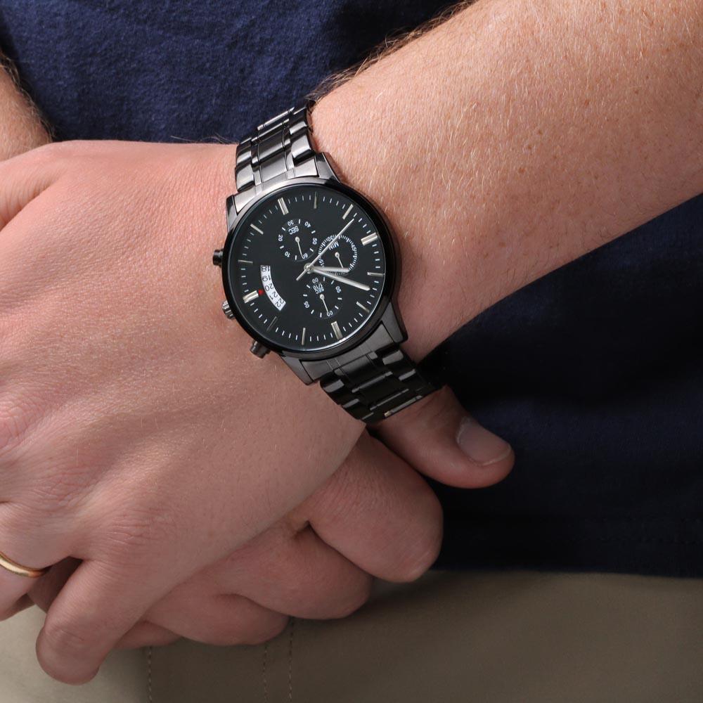 litzzy To My Dad - I Will Always Be Your Little Girl - Black Chronograph Watch Jewelry   
