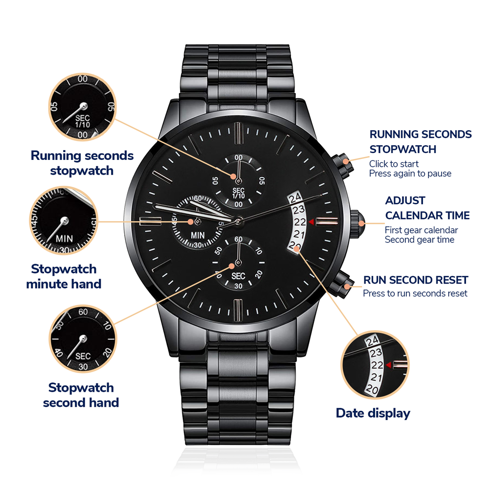 litzzy To my Dad - You are my inspiration - Black Chronograph Watch Jewelry   