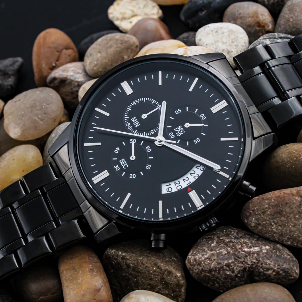 litzzy To My Dad - I Will Always Be Your Little Girl - Black Chronograph Watch Jewelry   