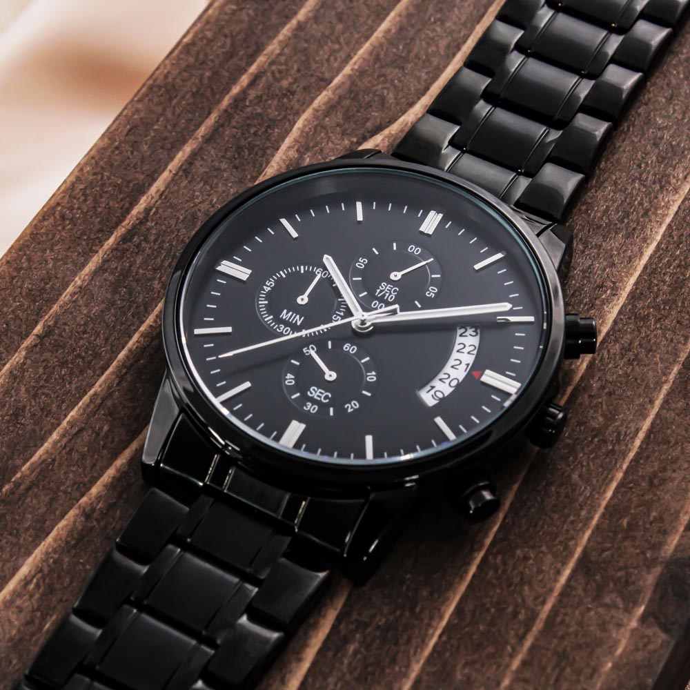 litzzy To My Dad - I Will Always Be Your Little Girl - Black Chronograph Watch Jewelry   