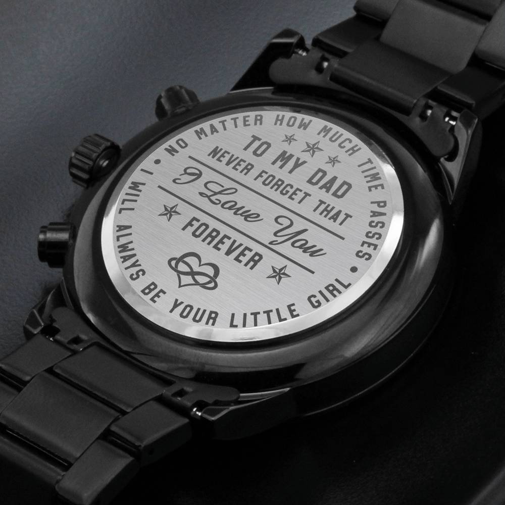 litzzy To My Dad - I Will Always Be Your Little Girl - Black Chronograph Watch Jewelry   
