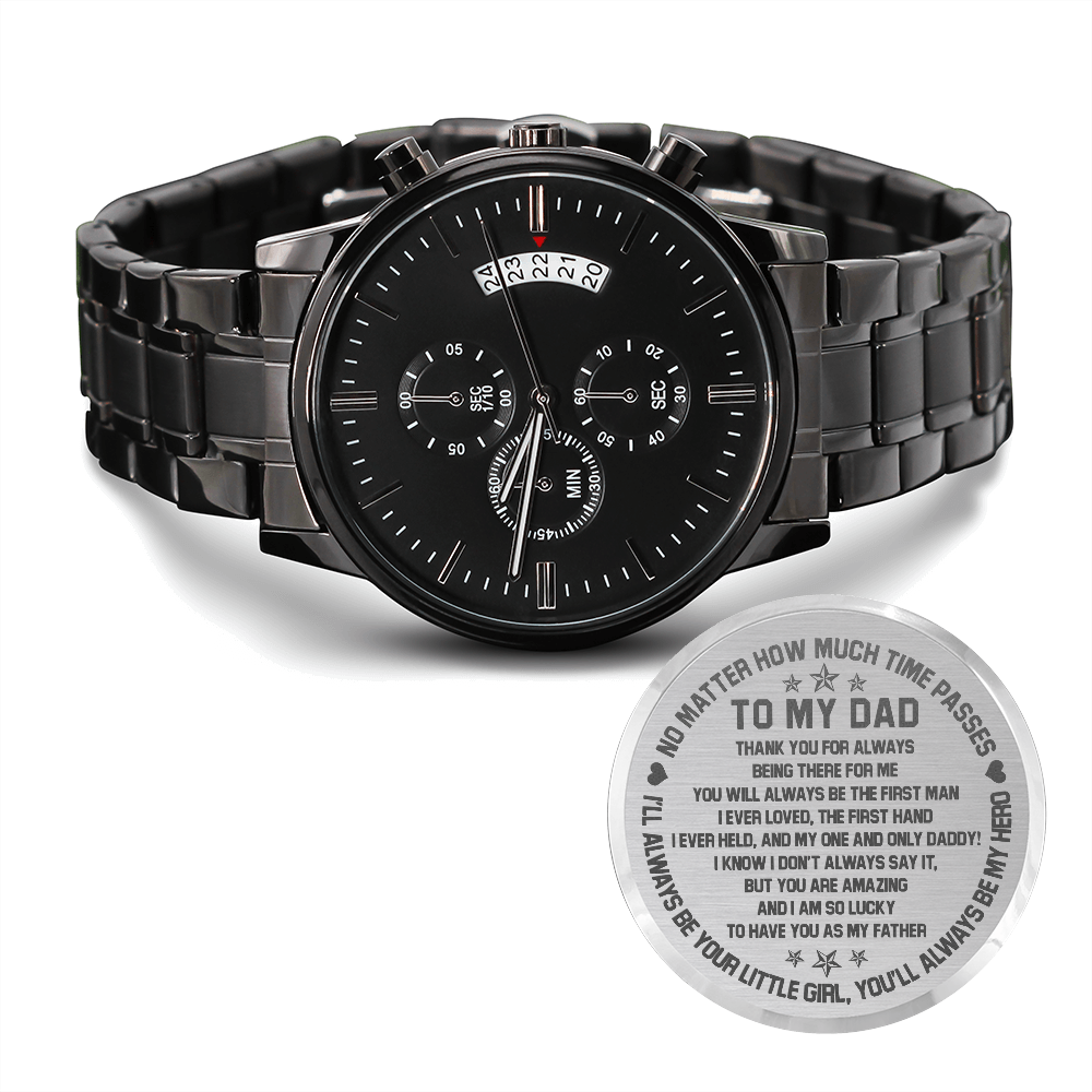 litzzy To my Dad from Daughter - Thank you for always being there for me - Engraved Watch Jewelry Standard Box  