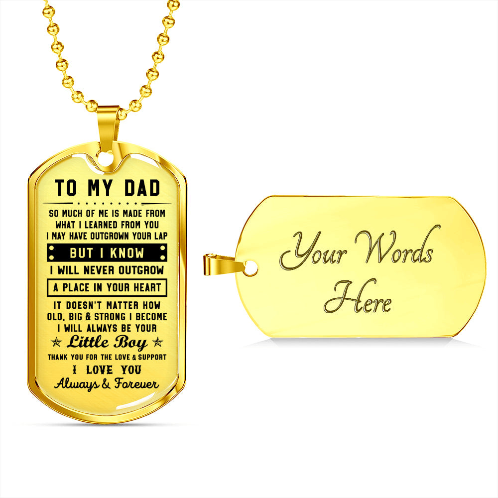 litzzy To my Dad - Thank you for the love & support Son to Dad Gift Jewelry Military Chain (Gold) Yes 