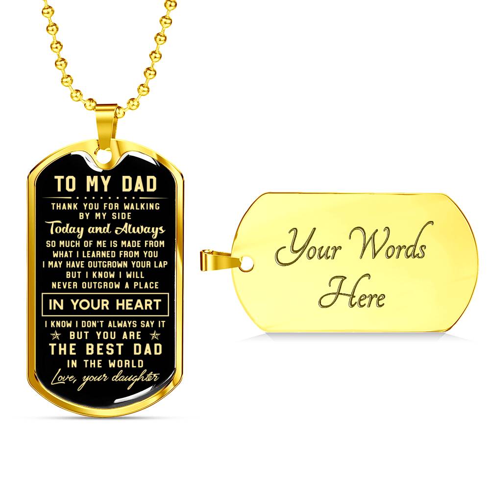 litzzy To my Dad Thank you for walking by my side Dog tag Jewelry Military Chain (Gold) Yes 