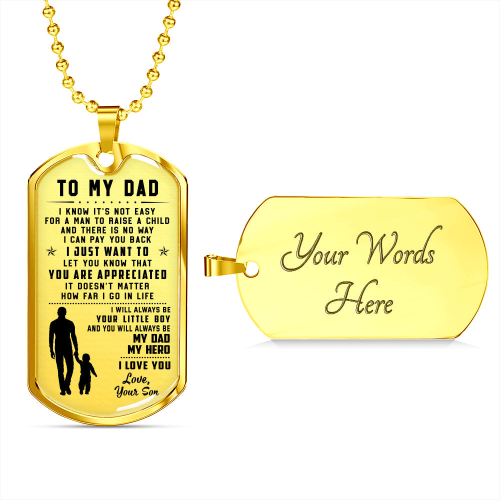 litzzy To My Dad - Father's Day Gift from Son Jewelry Military Chain (Gold) Yes 