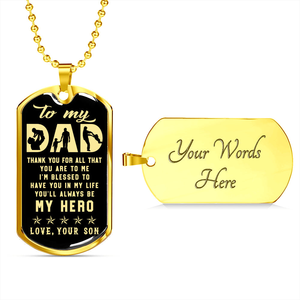 litzzy To my Dad Father's Day Gift from Son Jewelry Military Chain (Gold) Yes 
